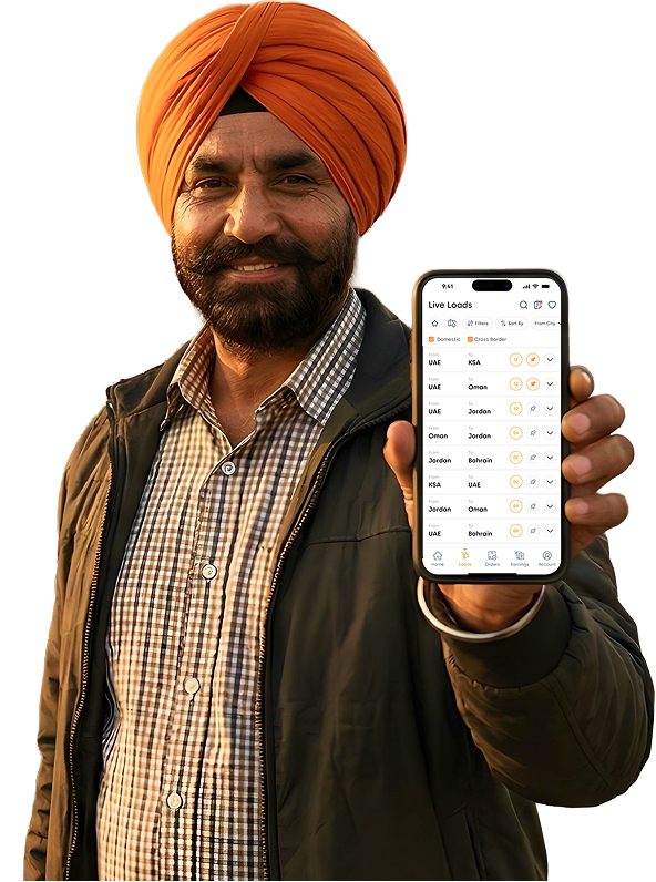 TruKKer Partner mobile app interface showing load booking and tracking features