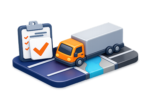 Truck driver performing safety inspection