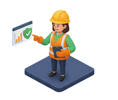 HSE officer reviewing inspection data