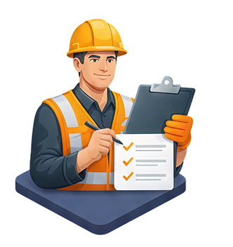 Safety inspector conducting truck inspection